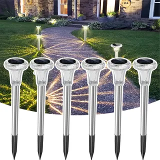 MUSUNIA Solarleuchten für Balkonkästen – IP65 wasserdichte Solar Wegleuchten aus Edelstahl für Garten, Terrasse, Rasen, Gehweg und Landschaftsgestaltung Warmweiß (6er-Pack)