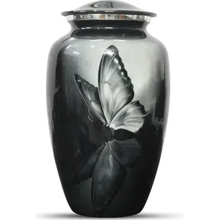 XXL Urne für Asche - 3,5 Liter - Aluminium - Einzigartig für Haustiere oder Menschen - Dekorative Urne mit Schmetterling