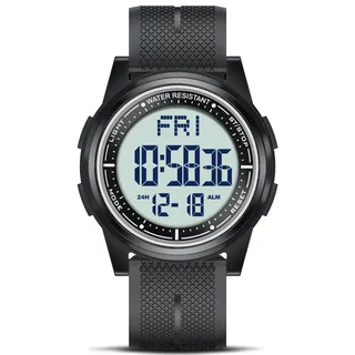 WIFORT Digital Herren Damen Uhren, 5 ATM Wasserdicht Sport Armbanduhr mit Wecker Stoppuhr Countdown Duale Zeitzone, Ultradünn Weitwinkel Großes Zifferblatt Digitaluhr