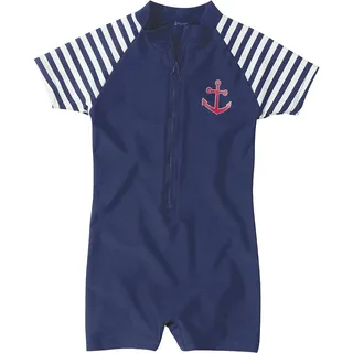 Playshoes UV-Schutz Einteiler Unisex Kinder Badeanzug Schwimmanzug Badebekleidung, Maritim, 110/116