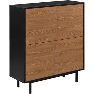 [en.casa] Beistellschrank Gnosjö 80x30x93cm Schwarz/Dunkler Holzton