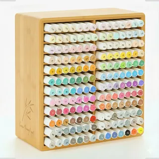 tikspcae Marker-Organizer für 168 Marker, Bambus-Holz, Schreibtisch-Organizer, Regal, Marker, Stifte, Bleistifte, Kunstpinsel, Aufbewahrungshalter für Zuhause, Klassenzimmer, Büro, Dekoration