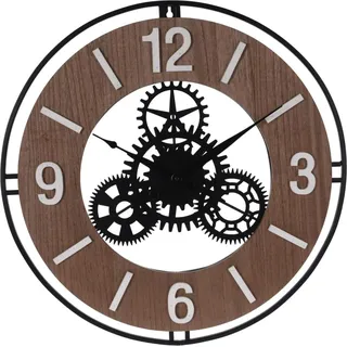 Wanduhr aus Metall und Holz 57 cm