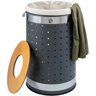 eluno Wäschetonne 50 Liter, grau , Grau , Metall , 35.5x57.5x35.5 cm , Haushalt & Kleinelektro, Wäschepflege, Wäschekörbe & Wäschetonnen