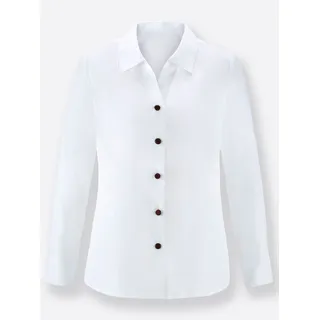Klassische Bluse INSPIRATIONEN, Damen, Gr. 50, weiß, 50% Baumwolle, 50% Polyester, unifarben, V-Ausschnitt, Blusen Klassische Bluse