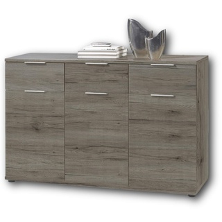 Stella Trading Universal Kommode in San Remo Eiche Optik, dunkel - Schlichtes Sideboard mit viel Stauraum für Ihren Wohnbereich - 135 x 90 x 40 cm (B/H/T)