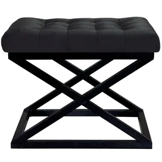 Atelier Del Sofa Stilvoller schwarzer Pouf, 50 cm x 42 cm x 40 cm | Gestell aus 100% Metall, Bezug aus 100% Polyester (Babyface) | Ideal für Moderne Wohnräume