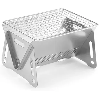Mini Grill, Camping Grill Klappgrill, Holzkohlegrill Picknickgrill Edelstahl Portable Campinggrill Abnehmbare BBQ Grills für Outdoor Garten Party Picknick für 1-2 Personen(28 * 18 * 13cm)
