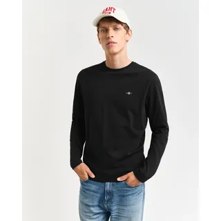 GANT Reg Shield LS T-Shirt Logo Langarmshirt, Black, L