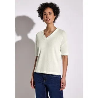 STREET ONE Damen A322901 Strick-Look T-Shirt, off White, |