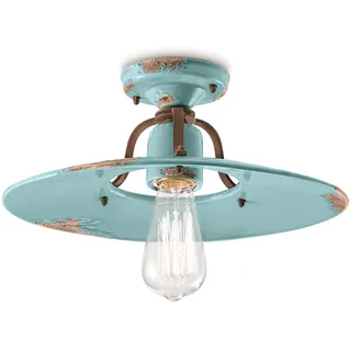 ferroluce Retro Deckenleuchte Country 40 cm Azzurro Lucido