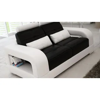 Ledersofa Couch Sofagarnitur 3+1+1 Sitzer Garnituren Design Wohnzimmer Set Sofa - Schwarz