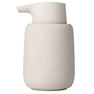 blomus Seifenspender -SONO- 250 ml aus Keramik | Handseifenspender in Beige | Ø8 x 14H cm |Farbe Moonbeam | Flüssigseifenspender mit Pumpkopf