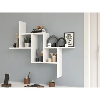 VBChome Wandregal mit 6 Böden 90 x 15 x 73 cm Weiß Bücherregal Hängeregal Büroregal Holzartig Möbelplatte MDF Schlafzimmer Wohnzimmer Kinderzimmer Modern Weiß - Weiß