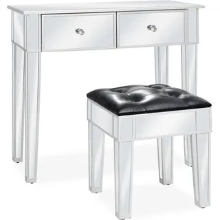 Maison Exclusive Verspiegelter Schminktisch mit Hocker MDF und Glas - Silber