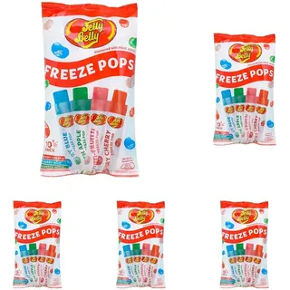 Freeze Pops, 10 x Wassereis zum Einfrieren, vier Sorten 4 x Kirsch, 2 x Blaubeer, 2 x Apfel, 2 x Tutti Frutti, 10 Eisstangen (10 x 50 ml) (Packung mit 5)