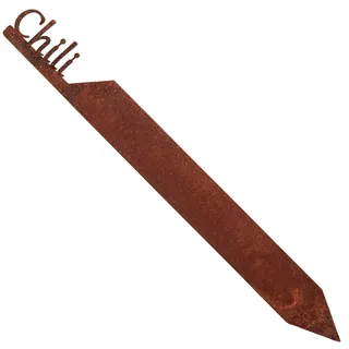 EXTRAVAGANT® Gartenstecker „Chili“ Gemüsestecker Gemüseschilder Gemüse Metall Stahl Rost Edelrost wetterfest für Garten Beet Pflanzenschilder Pflanzenstecker Gartenschilder Gartendeko Roststecker