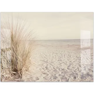 timalo Küchenbild aus Acrylglas modernes Wandbild Glasbild Deko Küche XXL Acryl-Bild wie Glas | 80x60cm Meer Düne Pampasgras Sand Strand Nordsee
