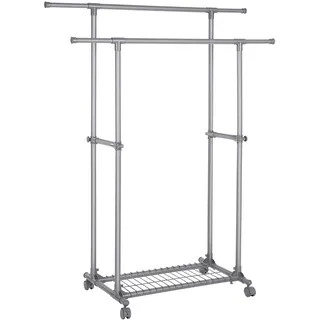 Songmics Kleiderständer auf Rollen 87-150 x 52 x 166 cm grau