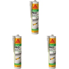Sikacryl PRO+ Acryldichtstoff mit 12,5% Bewegungsaufnahme 300ml weiß (Packung mit 3)