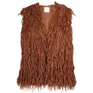 Fellimitatweste BETTY & CO "Kunstfell-Weste mit Fransen", Damen, Gr. 46, braun, Obermaterial: 100% Polyester PES., Westen Fellimitatweste
