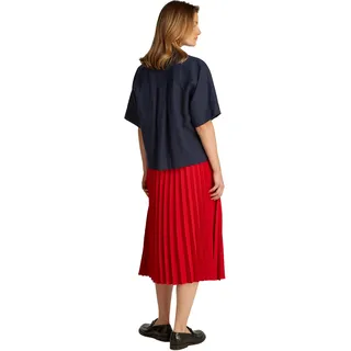 Tommy Hilfiger Damen Hemd Linen Relaxed Kurzarm, Blau (Dark Night Navy), 32