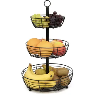Auroni - Etagere - 3 stöckig - runden Obsttellern - zur Präsentation - stilvoller Obstkorb - Obstschale - H= 47 cm - D= 29 cm