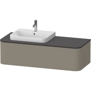 Duravit Happy D.2 Plus Konsolenwaschtischunterbau wandhängend, 1300x550 mm, 1 Auszug, für Aufsatzbecken Position links, HP4942L9292, Farbe: Steingrau Seidenmatt Lack