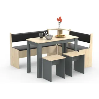 VCM Essgruppe »VCM Eckbankgruppe Sitzgruppe Esszimmergruppe Bank Tisch Hocker Esal Maxi« Esal, 6 Stk. tlg., grau