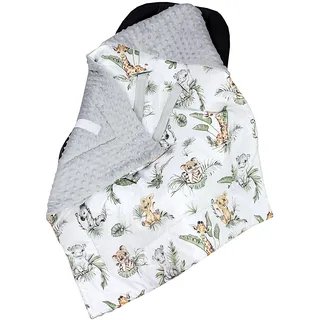 TupTam Baby Winter Einschlagdecke für Babyschale Wattiert", safari, löwe, braun, blätter, grün),