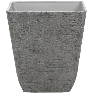 Beliani Blumentopf dunkelgrau quadratisch 49/49/53 cm Delos , Stein , 53 cm , Dekoration, Blumen & Blumentöpfe, Übertöpfe