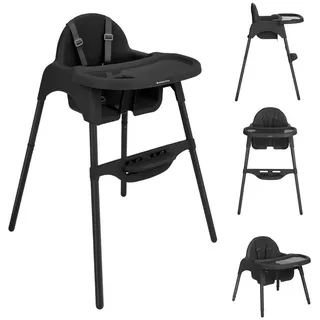 KIKKABOO 2 in 1 Jammy, Kinderstuhl, Fußstütze, Gurt, Bechervertiefung schwarz - Schwarz