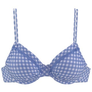 Buffalo Bügel-Bikini-Top Damen hellblau-kariert Gr.38 Cup G