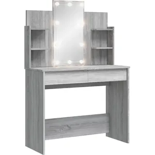 vidaXL Schminktisch mit LED-Leuchten Grau Sonoma 96x40x142 cm - Grau