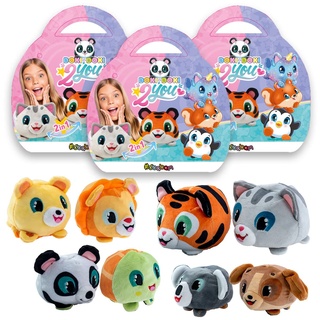 #sbabam, Doki Doki 2 You, Spielzeug für Kinder aus Zeitungskiosk, Plüschkatze, Panda, Schildkröte und andere – Spielzeugtiere für Kinder, Sammelfiguren, Kinderspielzeug, Geschenk für Kinder 3 Stück