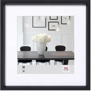 walther design Bilderrahmen schwarz 40 x 40 cm mit Passepartout, Steel Style Kunststoffrahmen ES440B