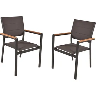 Garden Pleasure DAVINA Stapelstuhl 58 x 57 x 86 cm braun/grau 2 St.