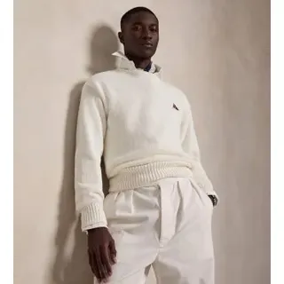 Polo Ralph Lauren für Herren. 710B17552001 Weißer Relaxed Fit Pullover aus Baumwolle mit Stickerei (S), Lässig, Langarm