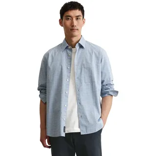 Langarmhemd MARC O'POLO, Herren, Gr. S, N-Gr, bunt (multi, meltwarter), Web, Obermaterial: 100% Baumwolle, regular fit, 2-Knopf-Manschette, Hemden Langarmhemd, klein kariert, sommerlich leicht