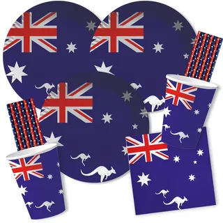 DH-Konzept 84-teiliges Party-Set Australien - Teller Becher Servietten Trinkhalme für 20 Personen