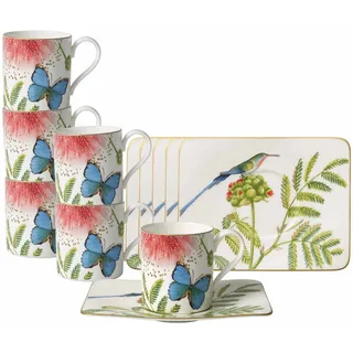 Tasse VILLEROY & BOCH "Kaffeetassen mit Untertassen Amazonia 210 ml 6er Set bunt", bunt, 12 tlg., Porzellan, Trinkgefäße, Tasse