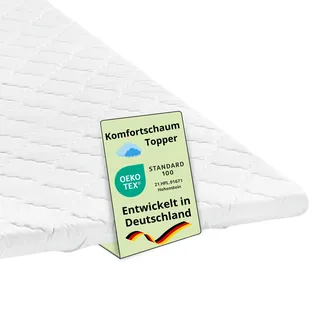 Bodyprotect Matratzentopper 80x200cm, 6 cm hoch, Matratze Komfortschaum | Mattress Topper, Matratzenauflage 80 x 200 cm, Höhe 6cm, Made in EU, OEKO-TEX, Waschbar bis 60 Grad