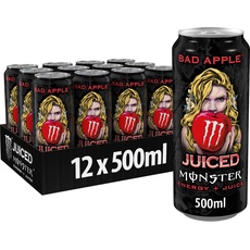 Monster Energy Bad Apple - koffeinhaltiger Energy Drink mit knackig-frischem Apfel-Geschmack - in praktischen Einweg Dosen (12 x 500 ml)