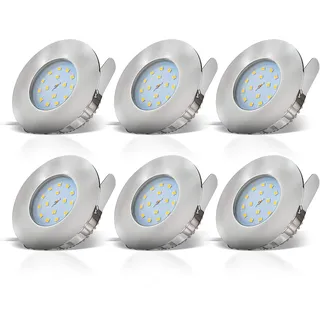 B.K.Licht Einbaustrahler 6er Set rund IP44 4,8W warmweiß