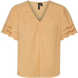 VERO Moda Damen Vmsiv V-Neck Top WVN Btq Bluse, Mock Orange, S EU