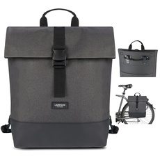 LARKSON Fahrradtaschen für Gepäckträger Damen & Herren Anthrazit - Tammo Bike - 2 in 1 Fahrrad Tasche Rucksack & Gepäckträgertasche Hinten - Wasserabweisend