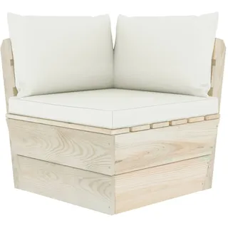 Garten-Paletten-Ecksofa mit Kissen Imprägniertes Fichtenholz - Creme, Weiß