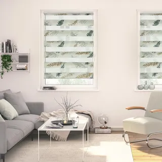 Duo Rollo / Doppelrollo Klemmfix 60 x 150 cm fir branches/grün