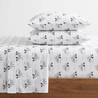 Eddie Bauer - Doppelbettlaken, Baumwoll-Flanell-Bettwäsche-Set, gebürstet für zusätzliche Weichheit, gemütliche Heimdekoration (Hundefreunde weiß, Doppelbett)