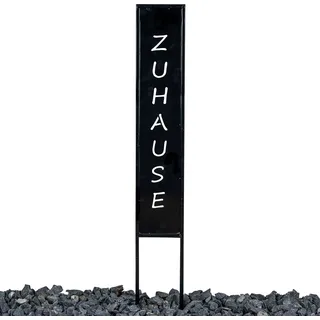 Gartenstecker Zuhause H83cm Schwarz Metall Stele Garten Deko Schild Aufsteller - Schwarz